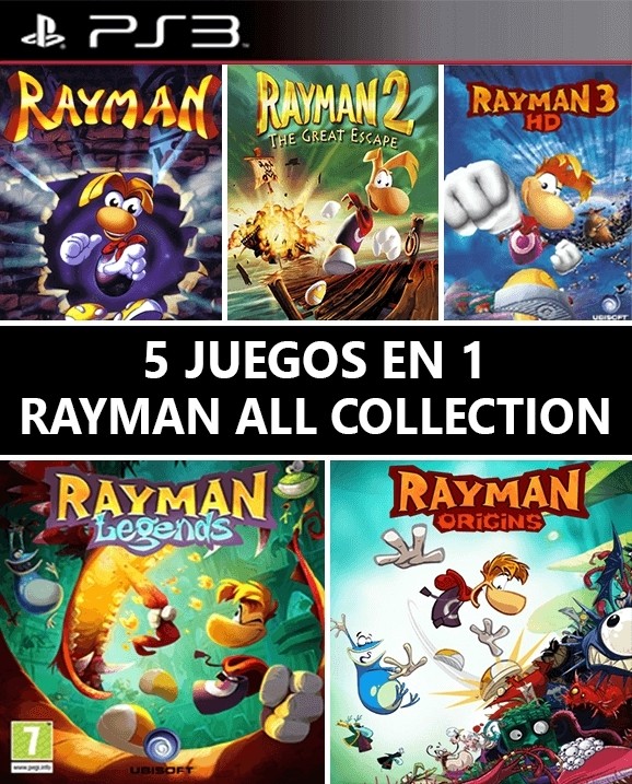 5 juegos en 1 Rayman Mas Rayman Origins Mas RAYMAN Mas 2 Great Escape Mas RAYMAN 3 HD PS3 | Digitales Ecuador | Venta de juegos Digitales PS3 PS4 Ofertas