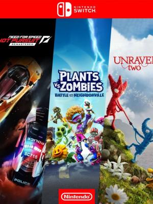 3 juegos en 1 NEED FOR SPEED HOT PURSUIT REMASTERED mas PLANTS VS ZOMBIES BATTLE FOR NEIGHBORVILLE mas UNRAVEL TWO - NINTENDO SWITCH